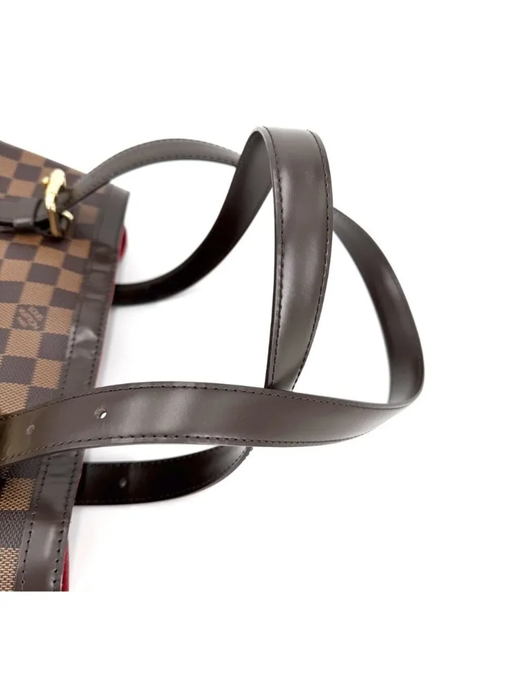 Louis Vuitton Tote Hampstead MM Handbag Shoulder Damier Canvas Brown Gold